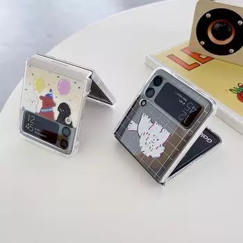 Прозрачный жесткий чехол для телефона с милой мультяшной собакой для Samsung Galaxy Z Flip 3 5g, задняя крышка For Samsung Z Flip 3