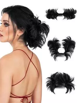 Прядь для волос «грязный пучок», боковой гребень, зажим для волос, шиньон в виде пучка для женщин, короткие натуральные прямые, универсальные регулируемые стили, легкие кусочки волос 10inch