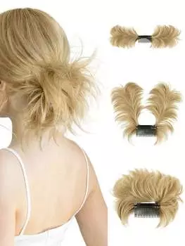 Прядь для волос «грязный пучок», боковой гребень, зажим для волос, шиньон в виде пучка для женщин, короткие натуральные прямые, универсальные регулируемые стили, легкие кусочки волос 10inch