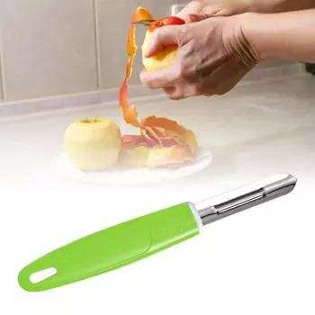 Прямая овощечистка из нержавеющей стали с ПП-ручкой, портативная овощечистка с подвесным отверстием для кухни, ресторана, зеленая