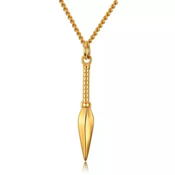 Прямая партия по заводской цене, Чистая сталь с цепочкой, Персонализированное крутое ожерелье из титановой стали в виде наконечника копья для мужчин, Три цвета