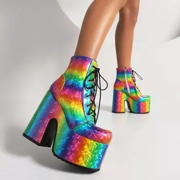 Прямая поставка и большой женский высокий каблук с толстой подошвой, размер 40–43, с низкими рукавами в стиле «бэтпанк» 39