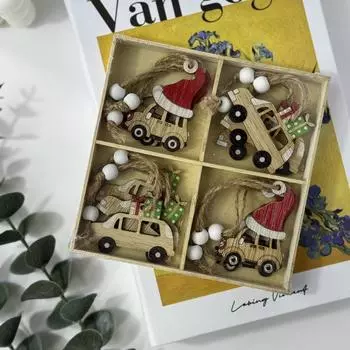 Прямая поставка от производителя креативных рождественских украшений, рождественских елок, деревянных подвесок, мультяшных машинок, изделий ручной работы, подарков Christmas Holiday Home Decor