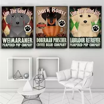 Прямая поставка, винтажный плакат с принтом собак и животных, настенная художественная картина, декор для детской комнаты, скандинавские собаки, украшение для гостиной 21cm30cm NoFrame
