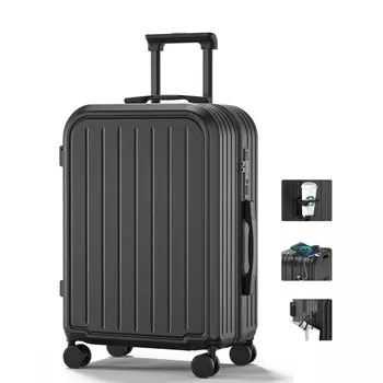 Прямая продажа с фабрики, чемодан, чехол для переноски с USB-портом, держателем для стакана, симпатичный, стильный, легкий, большой емкости, размер S, 2 ночи, 3 дня, черная сумка для переноски объемом 40 л