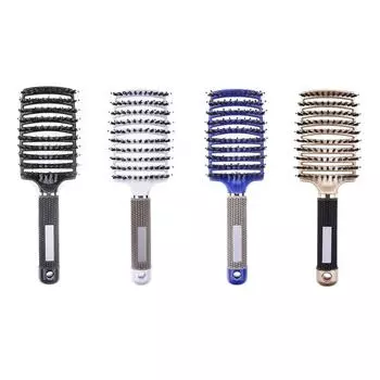Прямая щетка для укладки вьющихся волос со смоляной щетиной, портативная щетка для волос, бережное выпрямление, парикмахерские инструменты для укладки волос белый