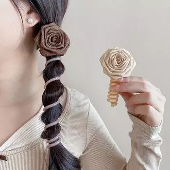 Прямая спиральная веревка для волос, эластичная коса, резинка для волос, модная телефонная проволока, веревка для волос для женщин/детей бежевый