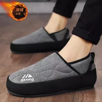 Прямая трансляция флисовые утолщенные теплые хлопковые туфли на толстой подошве с низким верхом, закрывающие ноги, ленивые шапочки, мужские трендовые вельветовые туфли для сёрфинга 39
