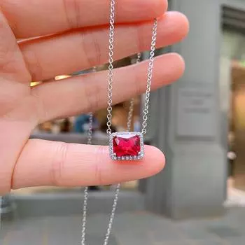 Прямая трансляция небольшого квадратного имитационного рубинового корундового драгоценного камня браслета женственного красного ожерелья ювелирного изделия, прямоугольного 7X9.