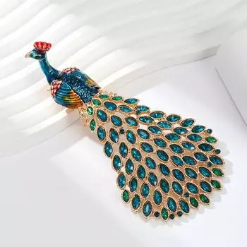 Прямая трансляция ретро тяжелая промышленность большая версия павлин открытый экран брошь женственность универсальный высококачественный животный значок