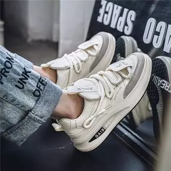 Прямая трансляция весны 2025 года от Niche, новые водонепроницаемые кроссовки на толстой подошве с низким верхом из антибархатной кожи в гонконгском стиле для занятий спортом на открытом воздухе Douyin в том же стиле 39 чёрный