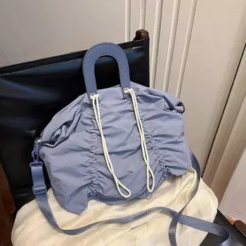 Прямая трансляция женская сумка мода однотонная холщовая сумка ins стиль ниша летняя сумка-мессенджер интернет знаменитость плиссированная сумка серый