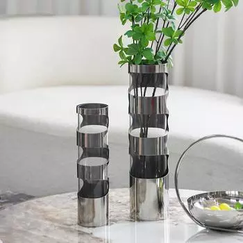 Прямое стеклянное металлическое кольцо большого диаметра ваза украшения современная простая модель дома комната мягкое украшение цветочная посуда