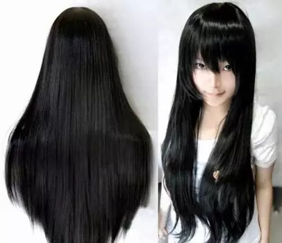 Прямой длинный парик, аксессуар для костюма, черный, свободный размер 80 см