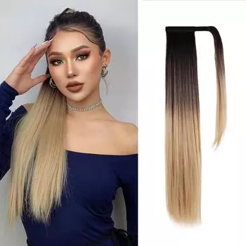 Прямой хвостик, 26 дюймов, конский хвост, натуральные длинные хвостики, синтетические волосы для женщин и девочек