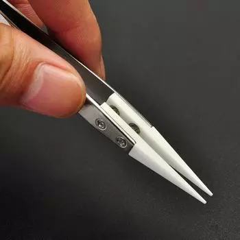 Прямой керамический пинцет для пайки электроники с ручкой из нержавеющей стали, черный пинцет, ручной инструмент, прецизионный пинцет 1pc