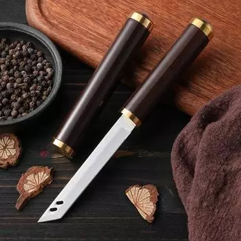 Прямой кухонный нож из нержавеющей стали, высокопрочный портативный карманный нож, острый нож для фруктов, удобные для переноски универсальные ножи