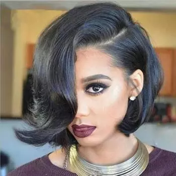 Прямой парик «боб» с боковой частью челки, синтетические парики «боб» для женщин, для вечеринок, повседневного использования, длина до плеч, термостойкое волокно чёрный