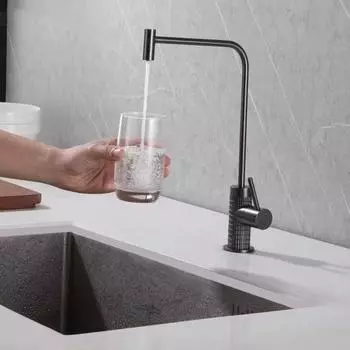 Прямой питьевой кран прочный полностью латунный художественный резной кран для мойки с одним рычагом одинарный кран для холодной воды высшего качества серый