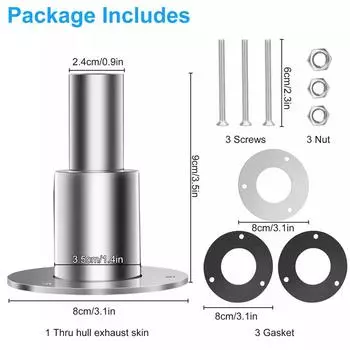 Прямой сквозной фитинг выхлопной трубы из нержавеющей стали, прочный фитинг выхлопной трубы дизельного обогревателя с 3 винтами для 24-миллиметровой трубы серебряный