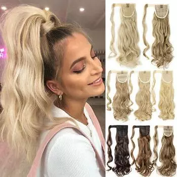 Прямой зажим в хвосте для волос Накладные волосы 24 дюйма 120 г Заколка для волос в виде конского хвоста со шпильками Синтетические волосы Наращивание волос с хвостиком