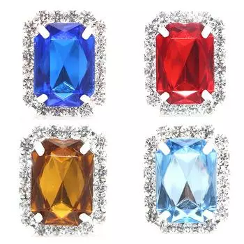 Прямоугольная акриловая кнопка с плоским дном, металлическая, для самостоятельного изготовления, аксессуары для одежды, шитье одежды, серебряная нижняя часть, ювелирные изделия as the picture