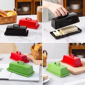 Прямоугольная керамическая масленка, бытовая сырница, масленка с крышкой, масленка в скандинавском стиле, противень для торта, бытовая посуда белый