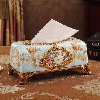 Прямоугольная коробка для салфеток из смолы, изысканный резной держатель для салфеток для офиса, отеля, дома, рабочего стола