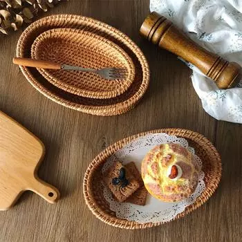 Прямоугольная круглая овальная корзина для хранения с плетеным узором для овощей, конфет, закусок, корзина для хранения инструментов, органайзер для всякой всячины