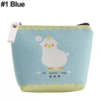 Прямоугольная маленькая овечья сумочка на молнии Кошелек для карт Держатель для монет Сумочка для макияжа синий