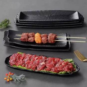 Прямоугольная меламиновая тарелка для обеда, утолщенный домашний поднос для еды, многофункциональный нескользящий поднос для горячих блюд, кухонные принадлежности для хранения