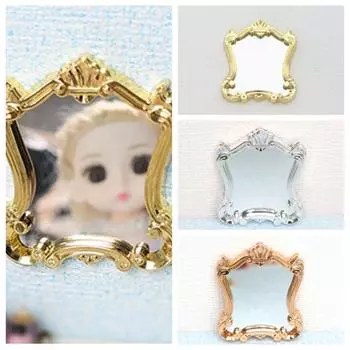 Прямоугольная модель кукольного зеркала Миниатюрное игрушечное зеркало OB11 Имитация ручки Зеркало Ob11 золотой