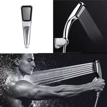Прямоугольная насадка для душа с 300 отверстиями из АБС-пластика + хромированная насадка для дождя с осадком для ванной комнаты, верхний распылитель белый