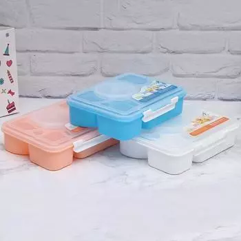 Прямоугольная пластиковая коробка для завтрака, студенческая столовая, коробка для фаст-фуда, прочная и портативная посуда белый