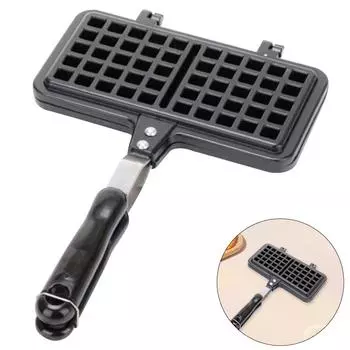 Прямоугольная походная вафельница с антипригарным покрытием, вафельница из литого алюминия для выпечки семейных завтраков чёрный