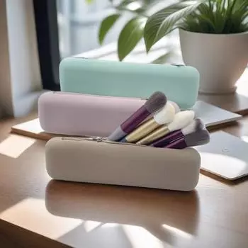 Прямоугольная силиконовая косметичка, однотонная сумка для хранения помады, портативная сумка на молнии для женщин