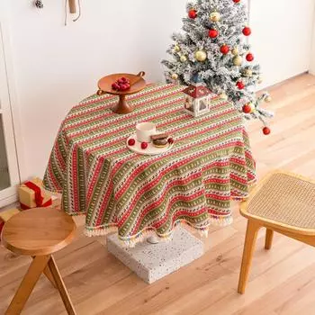Прямоугольная скатерть для обеденного стола в полоску, трехмерная вышивка, цветы, маленькая свежая накидка, скатерть, искусство, хлопок и лен 60*60cm