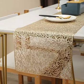 Прямоугольная скатерть с защитой от пятен, роскошная полая дорожка для банкетного стола розового золота
