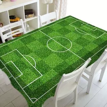 Прямоугольная скатерть с зеленой травой, футбольное поле, украшение для кухонного стола, водонепроницаемая и грязеотталкивающая скатерть 40x70cm