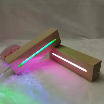 Прямоугольная твердая буковая деревянная светодиодная подставка для лампы с буквами из смолы, акриловое стекло, смола, художественная деревянная подставка для светодиодного дисплея, прямая поставка