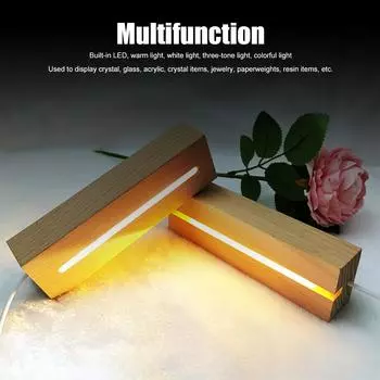 Прямоугольная твердая буковая деревянная светодиодная подставка для лампы с буквами из смолы акриловое стекло смола художественная деревянная подставка для светодиодного дисплея