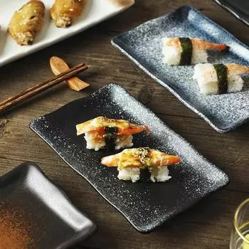 Прямоугольная волнообразная тарелка для суши, большая тарелка для крылышек на гриле, домашний японский десерт, плоская тарелка для мяса на гриле, ресторан