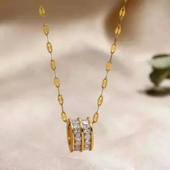 Прямоугольное циркониевое ожерелье с тонкой талией Дизайн Креативный фестиваль Циси Отправить друзьям Сеть