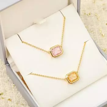 Прямоугольное цветное бриллиантовое колье в виде ледяного цветка, передовая ручная работа, скошенная кромка, позолоченный материал из серебра 925 пробы, милый, романтичный жёлтый