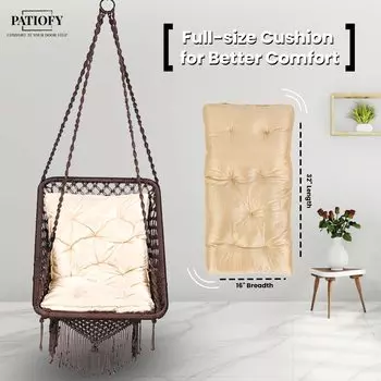 Прямоугольное кресло-качалка премиум-класса с золотой L-подушкой и бесплатным комплектом для подвешивания в комплекте — коричневый 91D x 66W x 168H Centimet