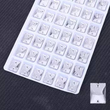 Прямоугольное плоское дно с двумя отверстиями для стекла, сшитое вручную, белое сверло для абдоминального стекла, сверло для свадебного стекла с высокой вспышкой, сшитое вручную, аксессуары для украшений своими руками 13 * 18Mm 20pcs/bag белый