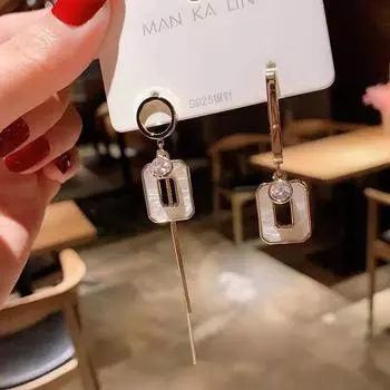 Прямоугольные асимметричные серьги, женские длинные серьги с кисточками, женские универсальные высококачественные серьги