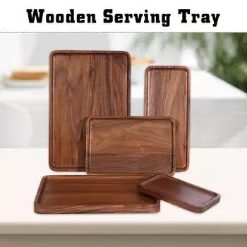 Прямоугольные деревянные подносы для кухни, закусок, десертов, ужинов, поднос для сервировки еды, тарелка для чая в китайском стиле, декор для дома и отеля, поддон 18.5x13x1.5cm коричневый