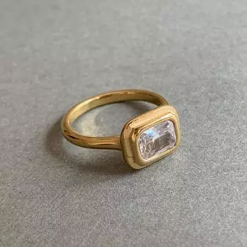 Прямоугольные кольца с камнями cz, кольца из нержавеющей стали для женщин, минималистичные, простые, изящные, не тускнеющие, водонепроницаемые ювелирные изделия 6(16.5mm)