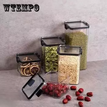 Прямоугольные контейнеры для хранения продуктов питания Портативные контейнеры для зерна Хорошее герметизация Ящик для хранения Кухня Органайзер Контейнер 1800ML